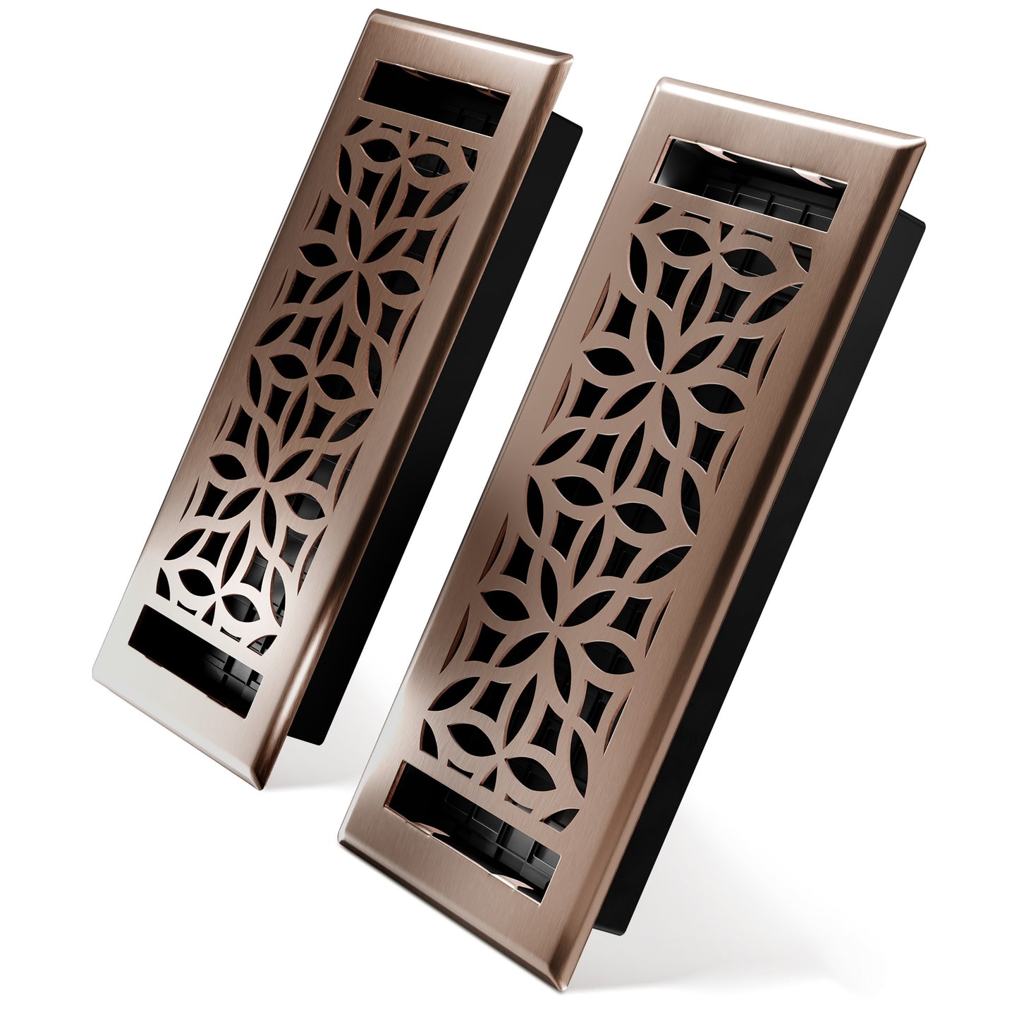 Floor Register - Floral Satin Bronze