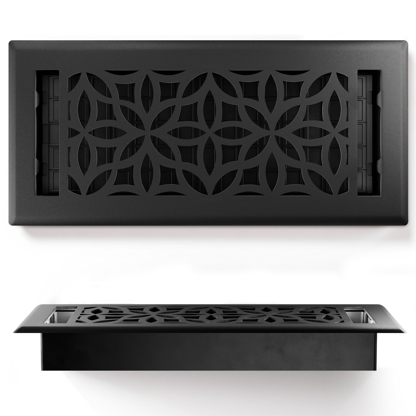 Floor Register - Floral Textured Black