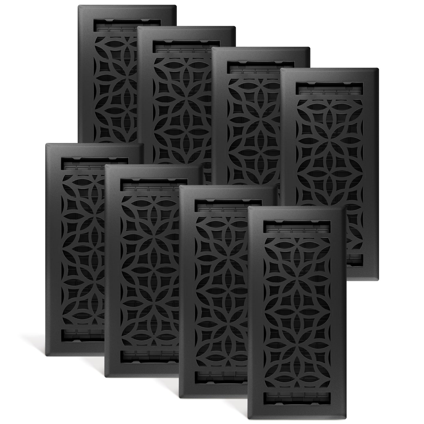 Floor Register - Floral Textured Black