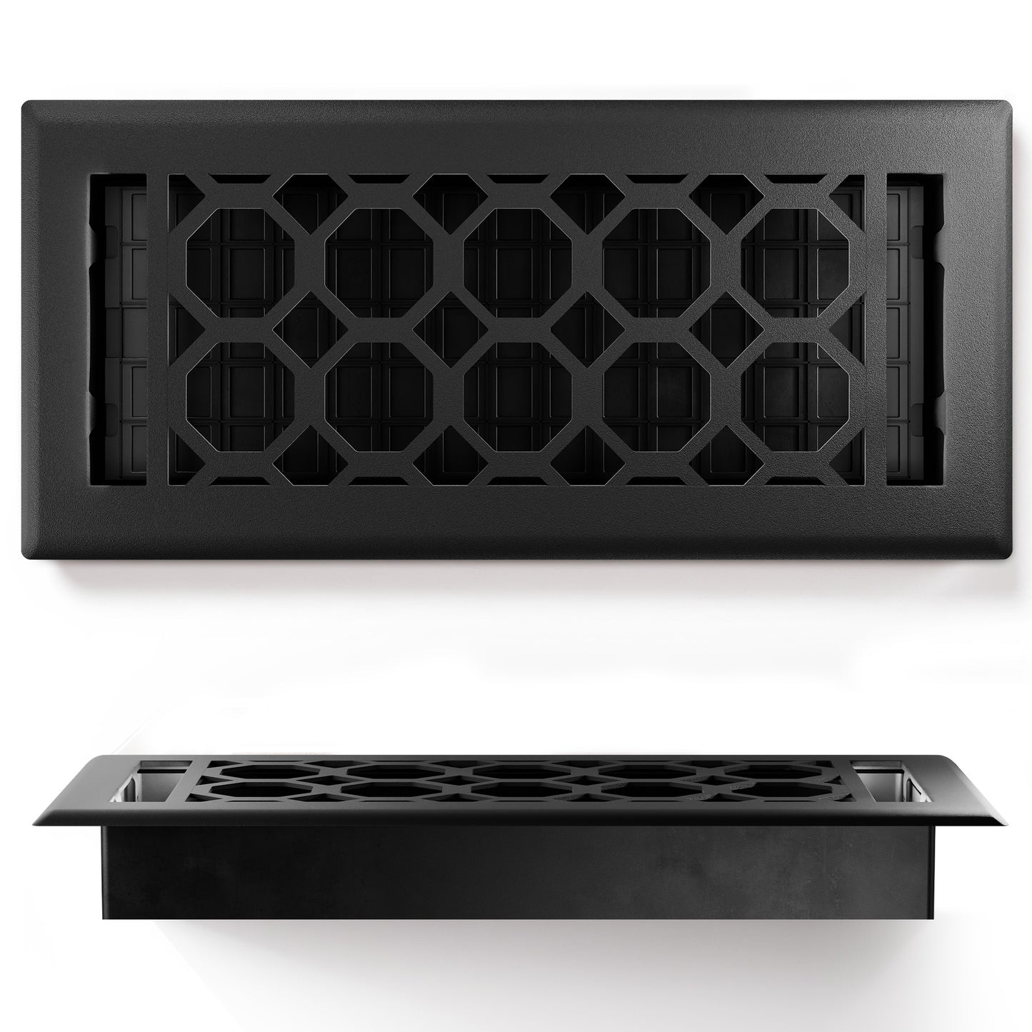 Floor Register - Honeycomb Textured Black