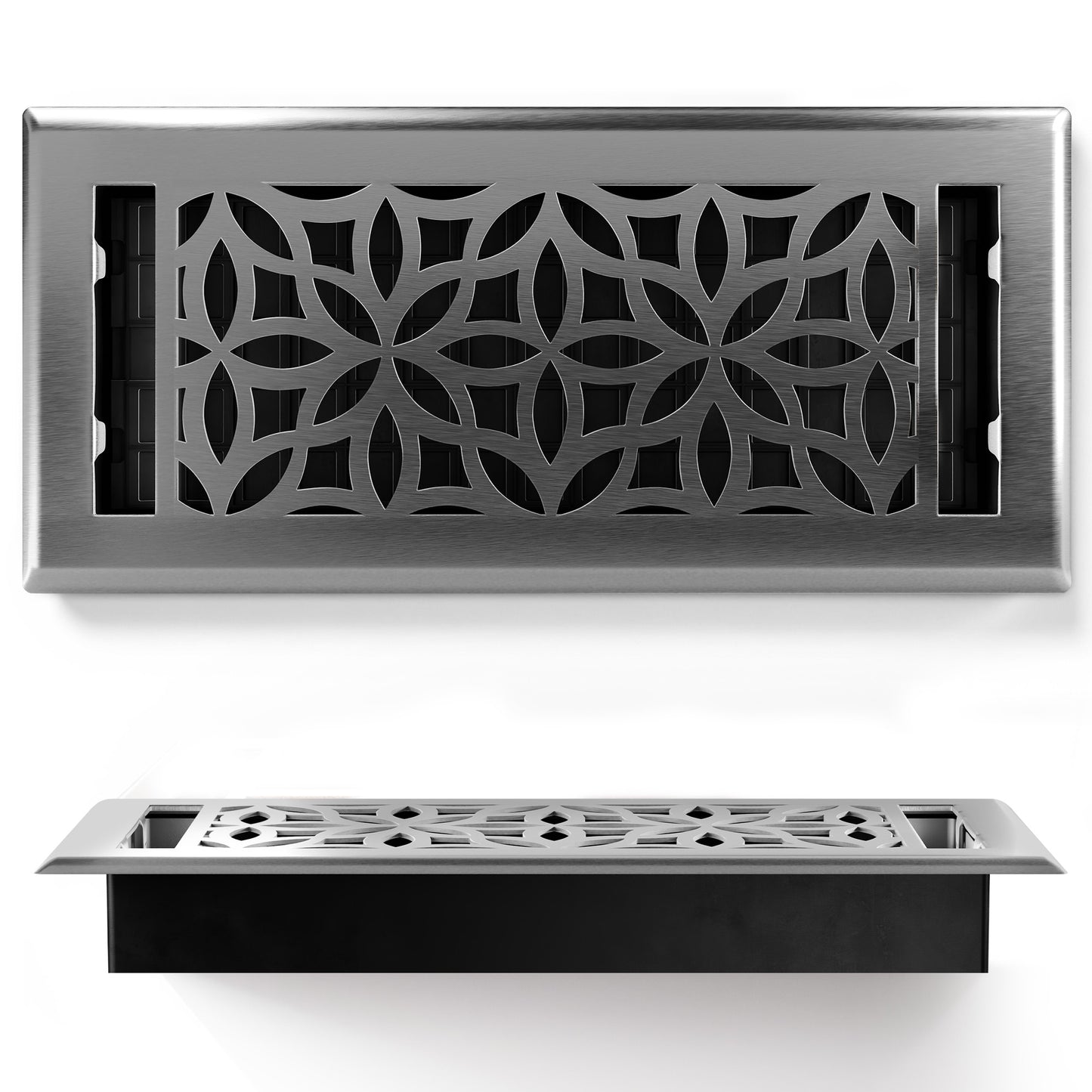 Floor Register - Floral Brushed Nickel
