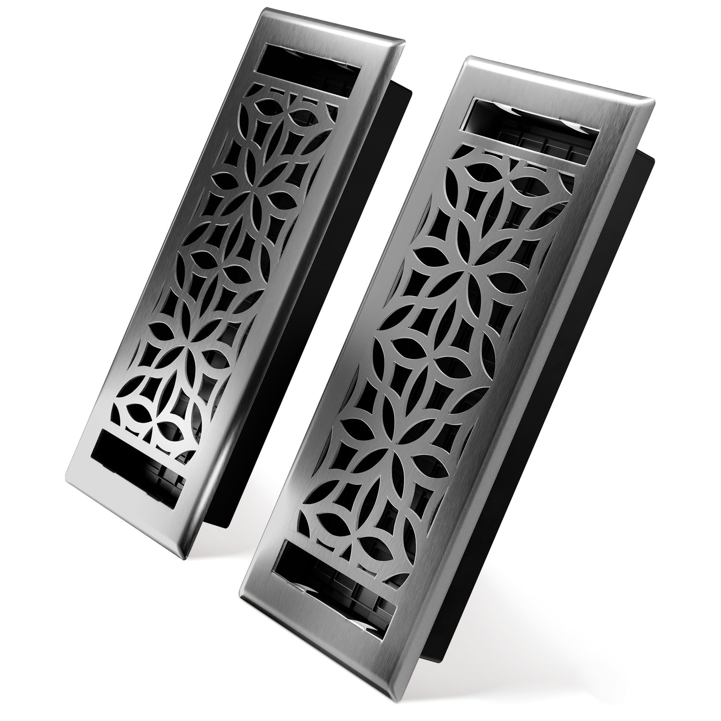 Floor Register - Floral Brushed Nickel