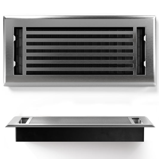 Floor Register - Linear Brushed Nickel