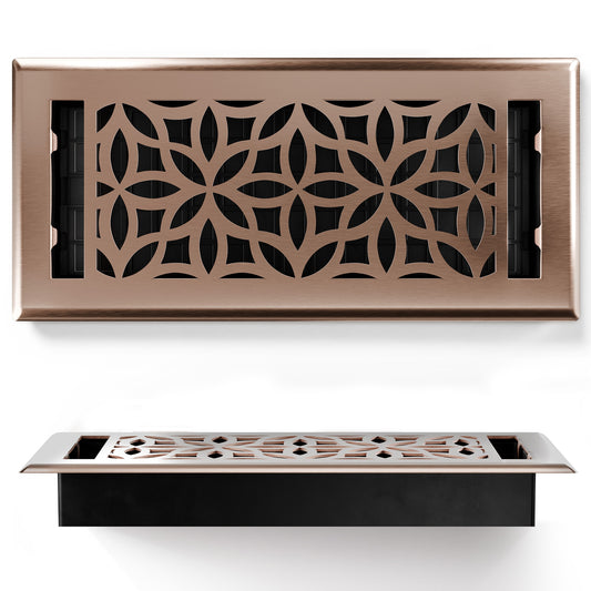 Floor Register - Floral Satin Bronze