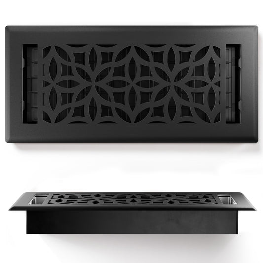 Floor Register - Floral Textured Black