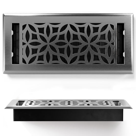 Floor Register - Floral Brushed Nickel